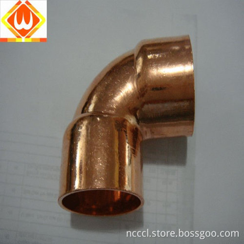 UNS No.C12200,EN 1254-5 Compression fitting quick delivey bright 90 degree Copper Bends for Cu pipe OD=35mm